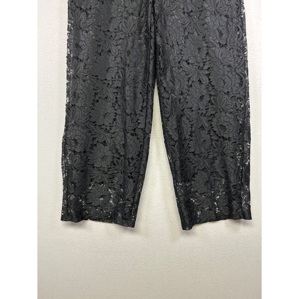 Gothic Romantic Studio 1886 Womens XL 16 Black Floral Lace Wide Leg Crop Pants - Picture 9 of 10